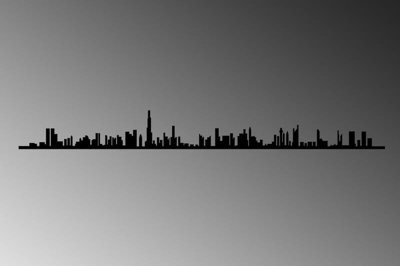 Dubai Skyline Veggdekor - Svart - Metallskilt