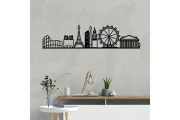 European Cities Skyline Veggdekor - Svart - Innredning - Veggdekorasjon - Skilt - Metallskilt