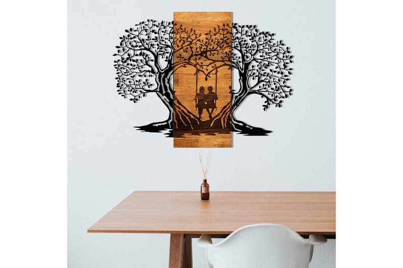 Eva Veggdekor - Svart/Valnøtt - Innredning - Veggdekorasjon - Skilt - Metallskilt