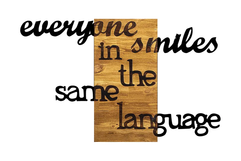 Everyone Smiles in The Same Language Veggdekor, Svart/Valnøtt