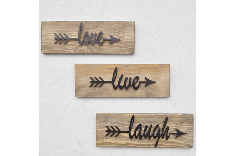 Evila Veggdekorasjon Love Live Laugh ' - Innredning - Veggdekorasjon - Skilt - Metallskilt