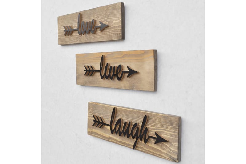Evila Veggdekorasjon Love Live Laugh ' - Innredning - Veggdekorasjon - Skilt - Metallskilt