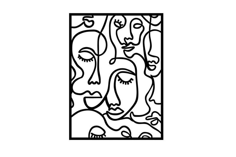 Faces 2 Veggdekor, Svart