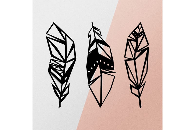 Feather Metal Decor Veggdekor - Svart - Innredning - Veggdekorasjon - Skilt - Metallskilt