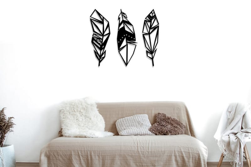Feather Metal Decor Veggdekor - Svart - Innredning - Veggdekorasjon - Skilt - Metallskilt