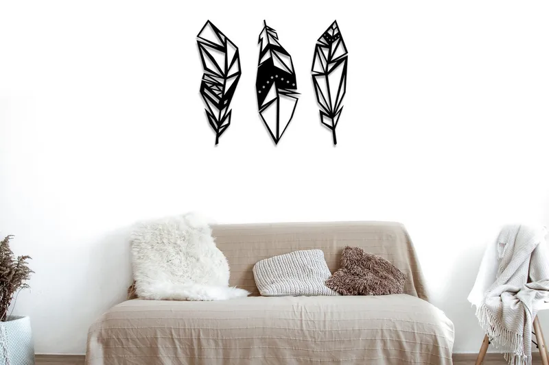 Feather Metal Decor Veggdekor, Svart