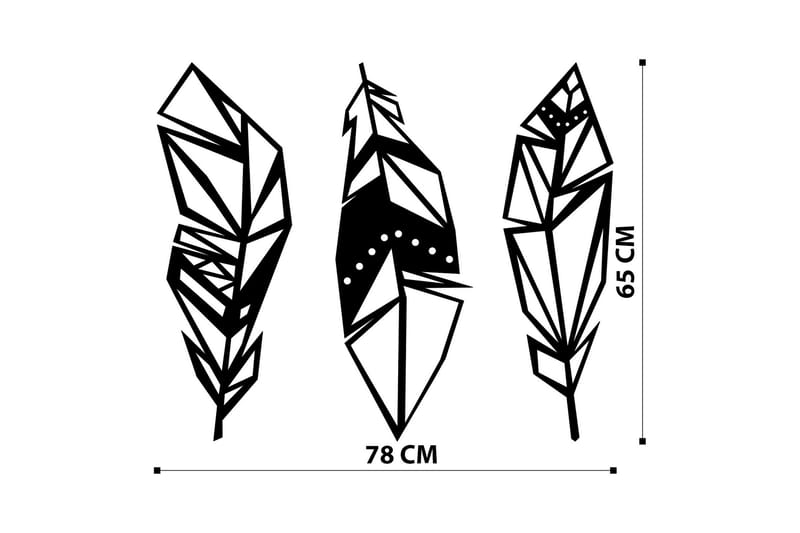 Feather Metal Decor Veggdekor - Svart - Innredning - Veggdekorasjon - Skilt - Metallskilt