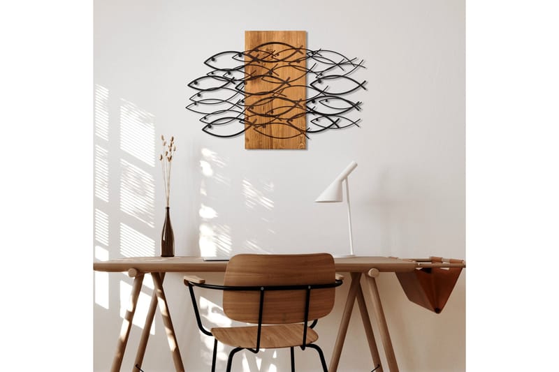 Fish Veggdekor - Svart/Valnøtt - Innredning - Veggdekorasjon - Skilt - Metallskilt