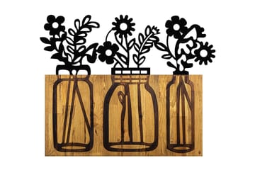 Flower 5 Veggdekor - Svart/Valnøtt - Innredning - Veggdekorasjon - Skilt - Metallskilt