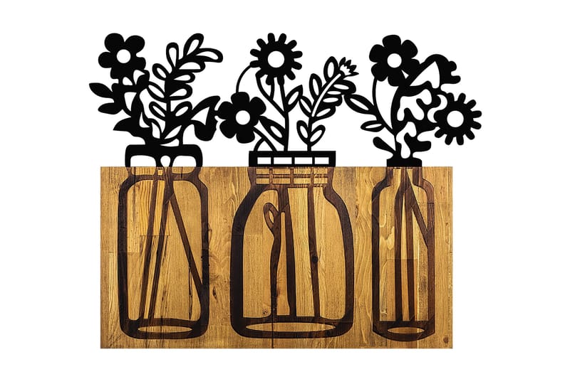 Flower 5 Veggdekor, Svart/Valnøtt