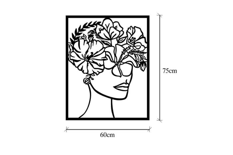 Flower Woman Veggdekor - Svart - Innredning - Veggdekorasjon - Skilt - Metallskilt