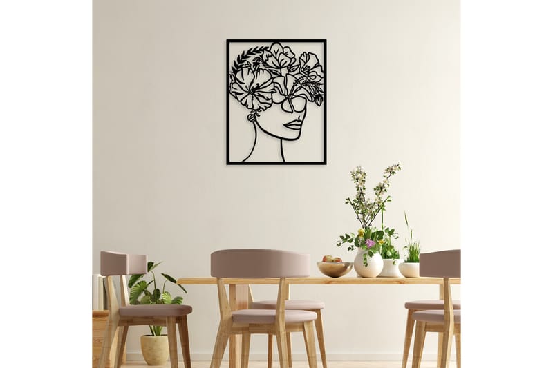 Flower Woman Veggdekor - Svart - Innredning - Veggdekorasjon - Skilt - Metallskilt