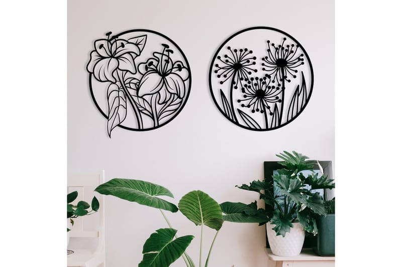 Flowers Veggdekor - Svart - Innredning - Veggdekorasjon - Skilt - Metallskilt