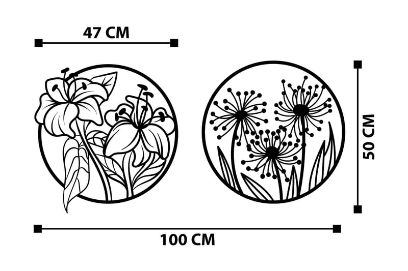 Flowers Veggdekor - Svart - Innredning - Veggdekorasjon - Skilt - Metallskilt