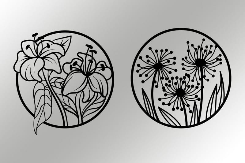 Flowers Veggdekor - Svart - Innredning - Veggdekorasjon - Skilt - Metallskilt