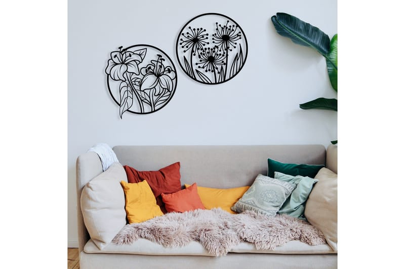 Flowers Veggdekor - Svart - Innredning - Veggdekorasjon - Skilt - Metallskilt