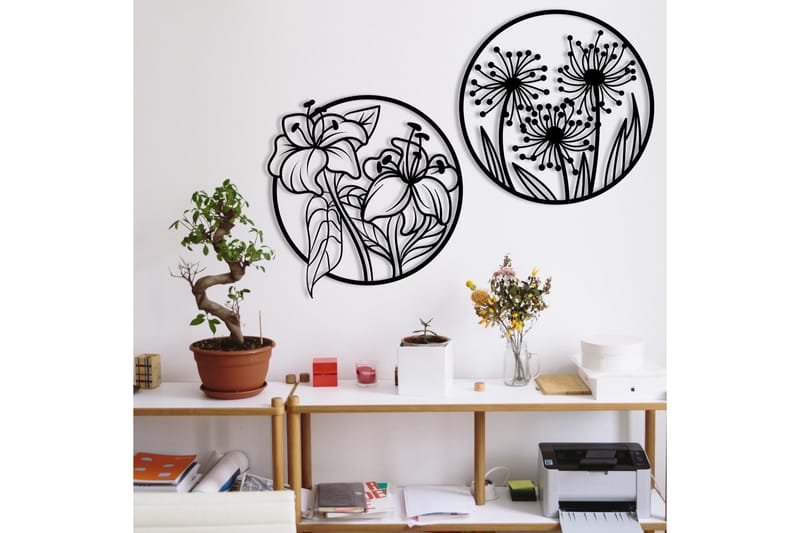 Flowers Veggdekor - Svart - Innredning - Veggdekorasjon - Skilt - Metallskilt