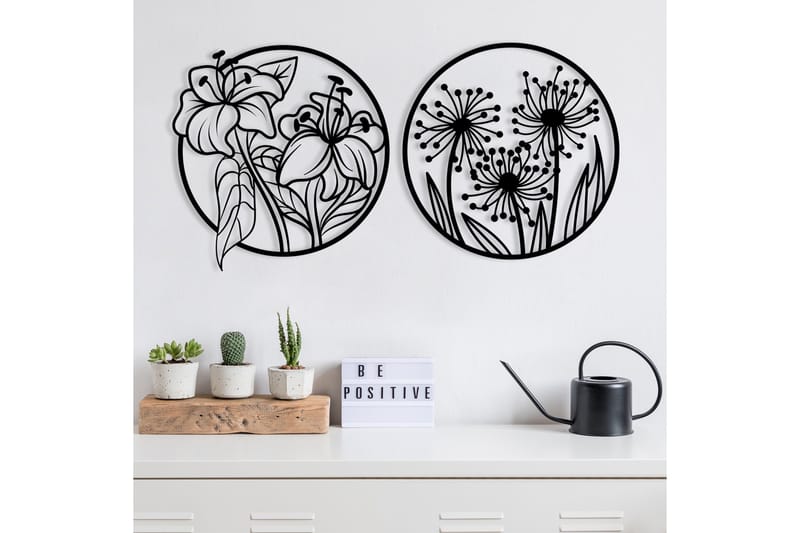 Flowers Veggdekor - Svart - Innredning - Veggdekorasjon - Skilt - Metallskilt