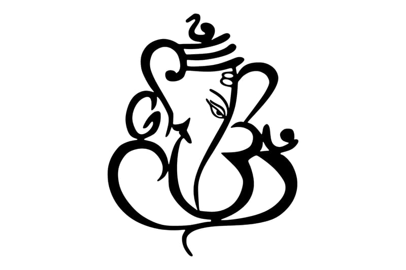 Ganesha Veggdekor - Svart - Metallskilt