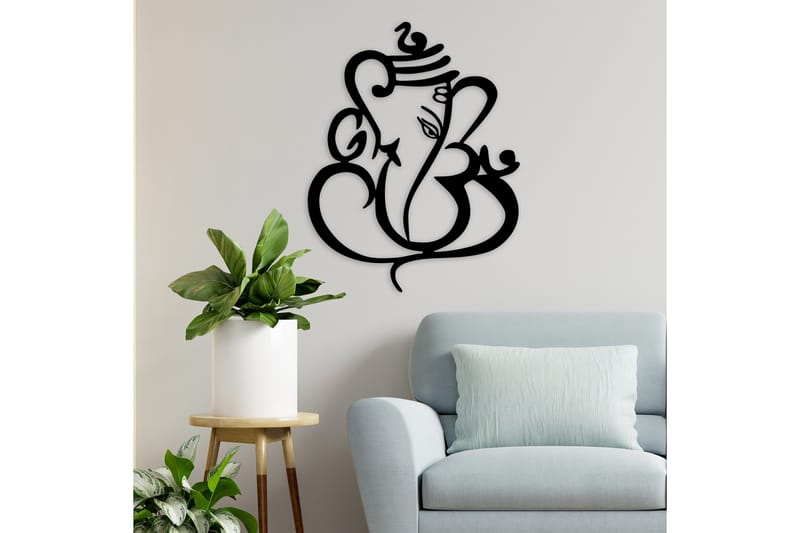 Ganesha Veggdekor - Svart - Innredning - Veggdekorasjon - Skilt - Metallskilt