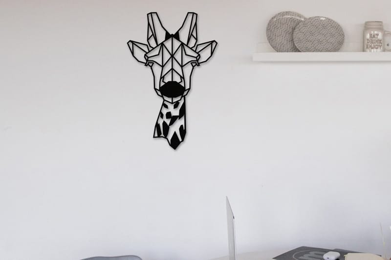 Giraffe Metal Decor Veggdekor, Svart