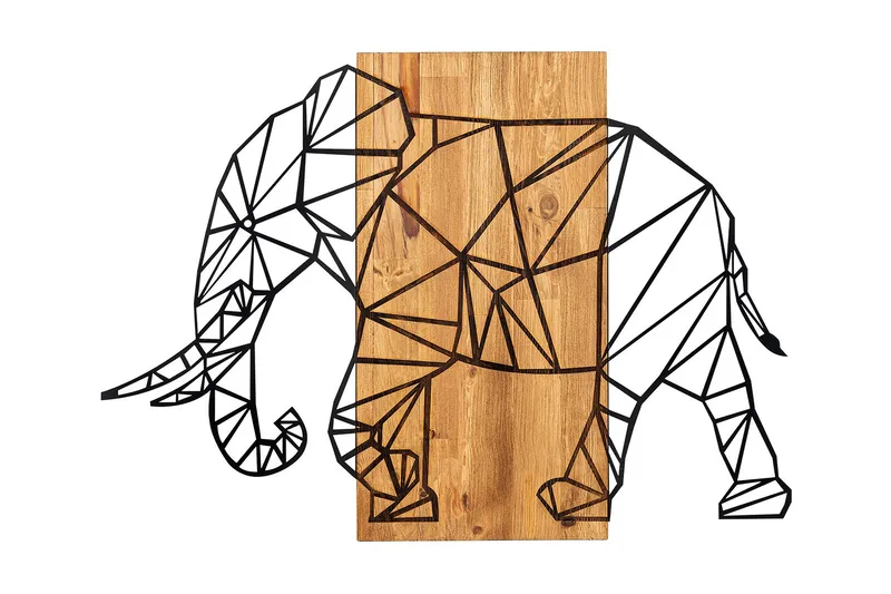 Great Elephant Veggdekor, Svart/Valnøtt