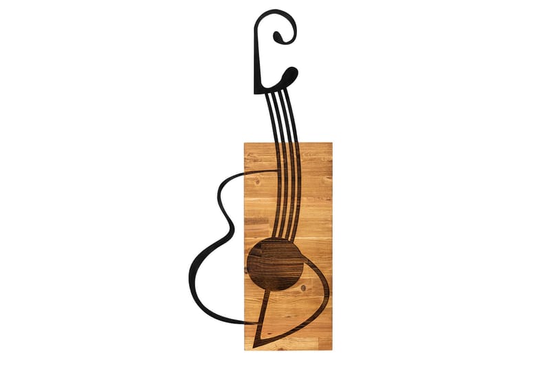 Guitar Veggdekor - Svart/Valnøtt - Innredning - Veggdekorasjon - Skilt - Metallskilt