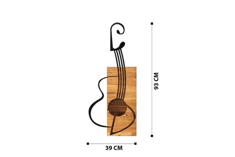 Guitar Veggdekor - Svart/Valnøtt - Innredning - Veggdekorasjon - Skilt - Metallskilt