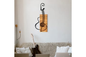 Guitar Veggdekor - Svart/Valnøtt - Innredning - Veggdekorasjon - Skilt - Metallskilt