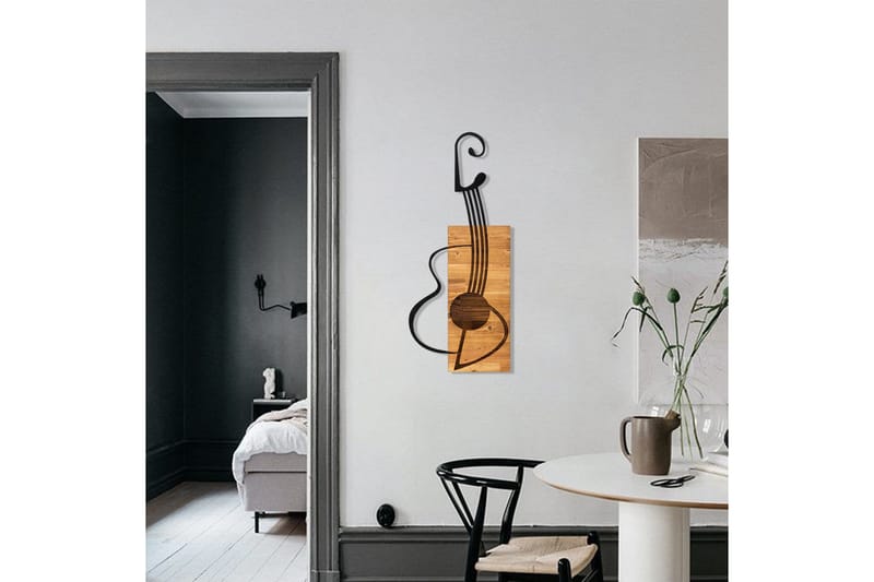 Guitar Veggdekor - Svart/Valnøtt - Innredning - Veggdekorasjon - Skilt - Metallskilt