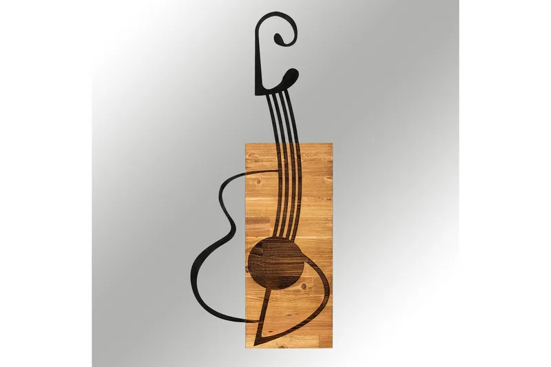 Guitar Veggdekor - Svart/Valnøtt - Innredning - Veggdekorasjon - Skilt - Metallskilt