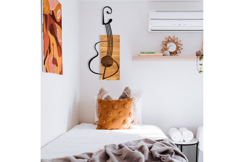 Guitar Veggdekor - Svart/Valnøtt - Innredning - Veggdekorasjon - Skilt - Metallskilt