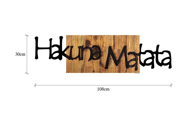Hakuna Matata 4 Veggdekor - Svart/Lys Valnøtt - Innredning - Veggdekorasjon - Skilt - Metallskilt