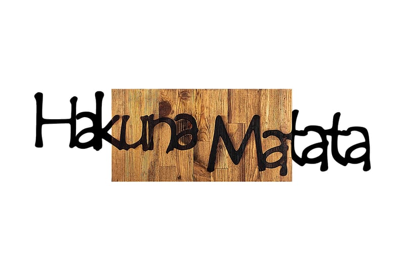 Hakuna Matata 4 Veggdekor - Svart/Lys Valnøtt - Innredning - Veggdekorasjon - Skilt - Metallskilt
