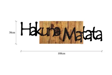 Hakuna Matata 4 Veggdekor - Svart/Lys Valnøtt - Innredning - Veggdekorasjon - Skilt - Metallskilt