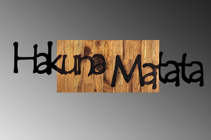 Hakuna Matata 4 Veggdekor - Svart/Lys Valnøtt - Innredning - Veggdekorasjon - Skilt - Metallskilt