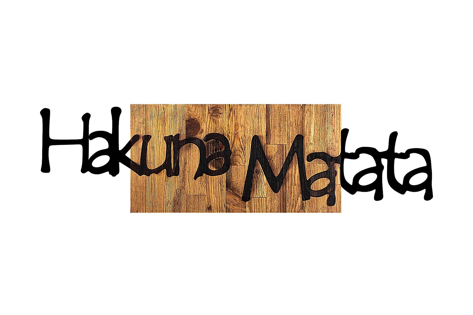 Hakuna Matata 4 Veggdekor - Svart/Lys Valnøtt