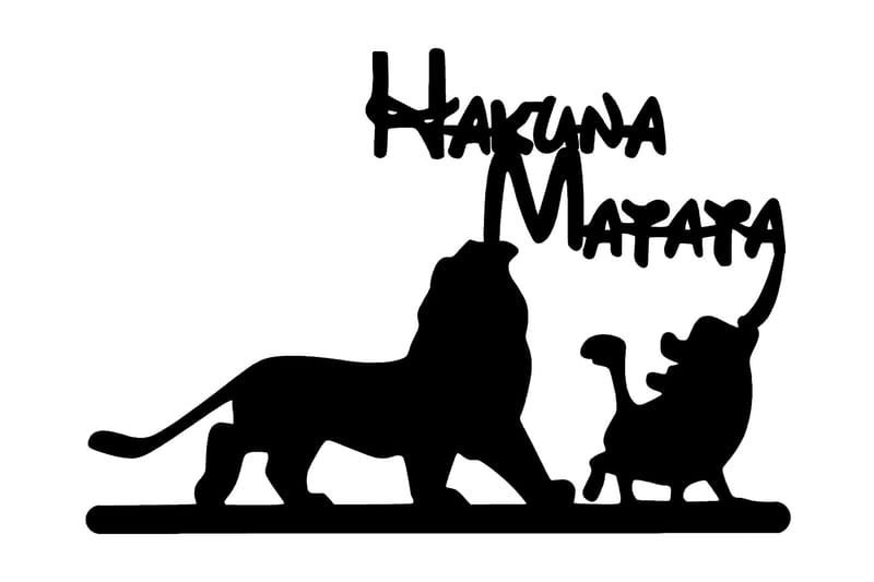 Hakuna Matata Lion And Piggy Veggdekor, Svart