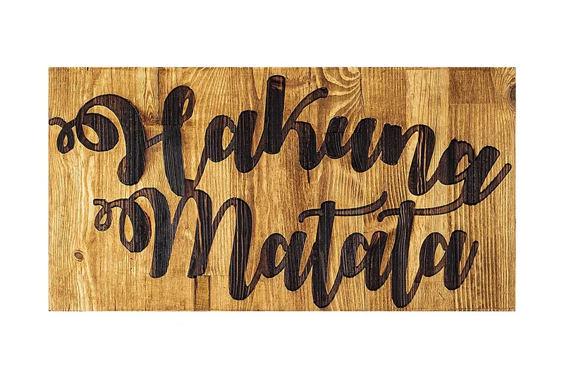 Hakuna Matata Motto Veggdekor, Svart/Valnøtt