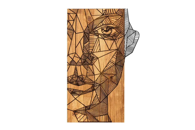 Half face Veggdekor, Svart/Valnøtt