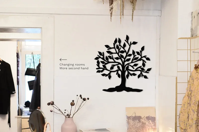 Heart Tree Veggdekor, Svart