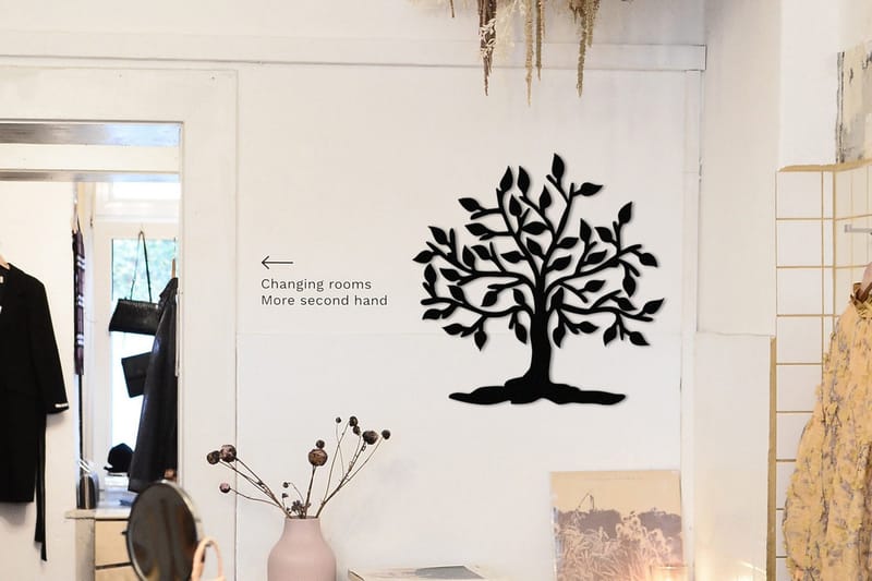 Heart Tree Veggdekor, Svart