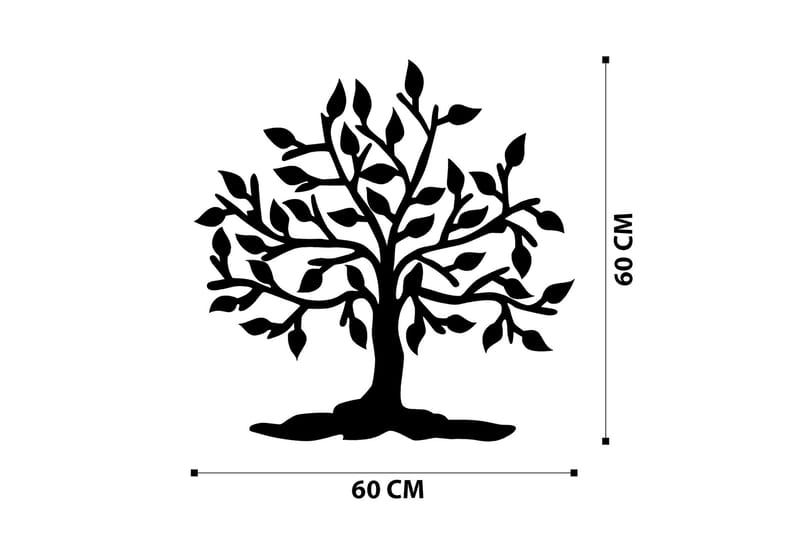 Heart Tree Veggdekor - Svart - Metallskilt