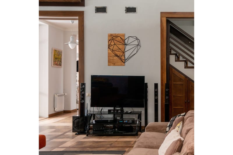 Heart Veggdekor - Svart/Valnøtt - Innredning - Veggdekorasjon - Skilt - Metallskilt