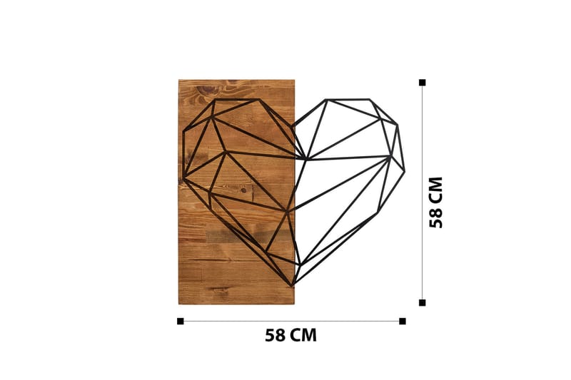 Heart Veggdekor - Svart/Valnøtt - Innredning - Veggdekorasjon - Skilt - Metallskilt