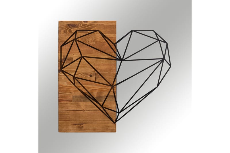 Heart Veggdekor - Svart/Valnøtt - Innredning - Veggdekorasjon - Skilt - Metallskilt