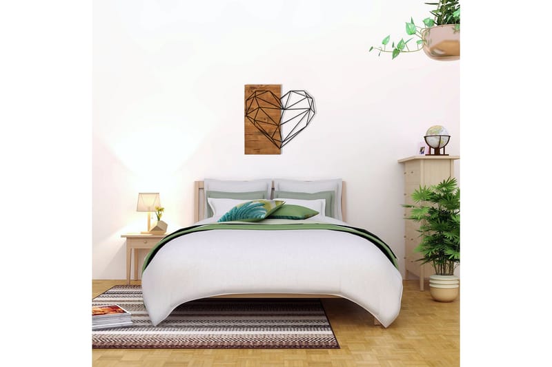 Heart Veggdekor - Svart/Valnøtt - Innredning - Veggdekorasjon - Skilt - Metallskilt