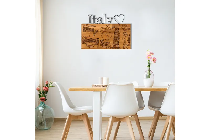 I Love You Italy Veggdekor - Svart/Valnøtt - Innredning - Veggdekorasjon - Skilt - Metallskilt
