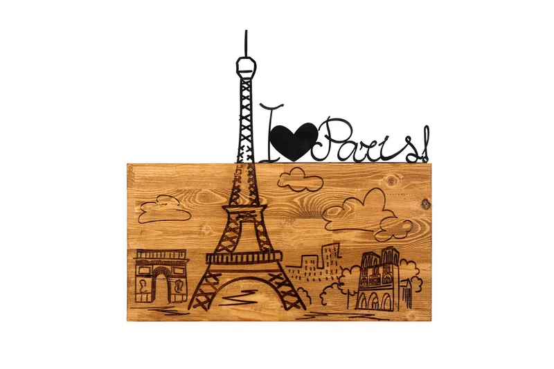 I Love You Paris Veggdekor, Svart/Valnøtt