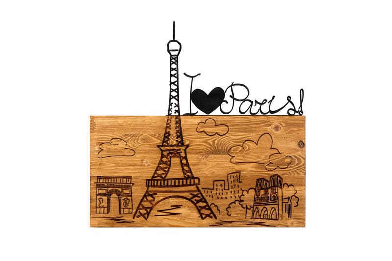 I Love You Paris Veggdekor, Svart/Valnøtt